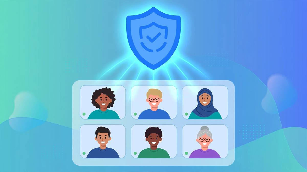 Shield protecting video chat users — moderation keeps random video chat safe